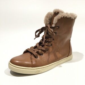 UGG Croft Luxe Quilt High Top Lined Sneakers -Chestnut -US 9 -NEW W/DEFECT